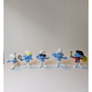Schleich Smurfs 5 Figure Lot Clumsy Vanity Smooth Crazy Painter PVC 2010s